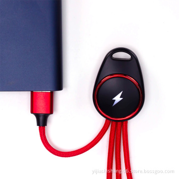 Gifts items for corporate 3 in 1 usb cable keyring usb charger with LED light up logo for iphone 8 X XS for type C for android